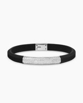 Streamline® ID Bracelet in Black Rubber with Sterling Silver and Diamonds, 8mm